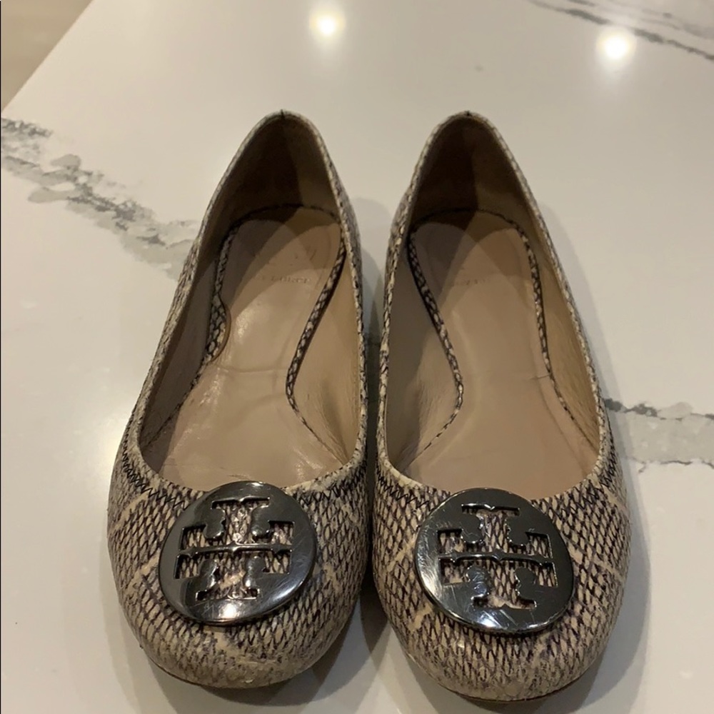 tory burch flats, snake skin